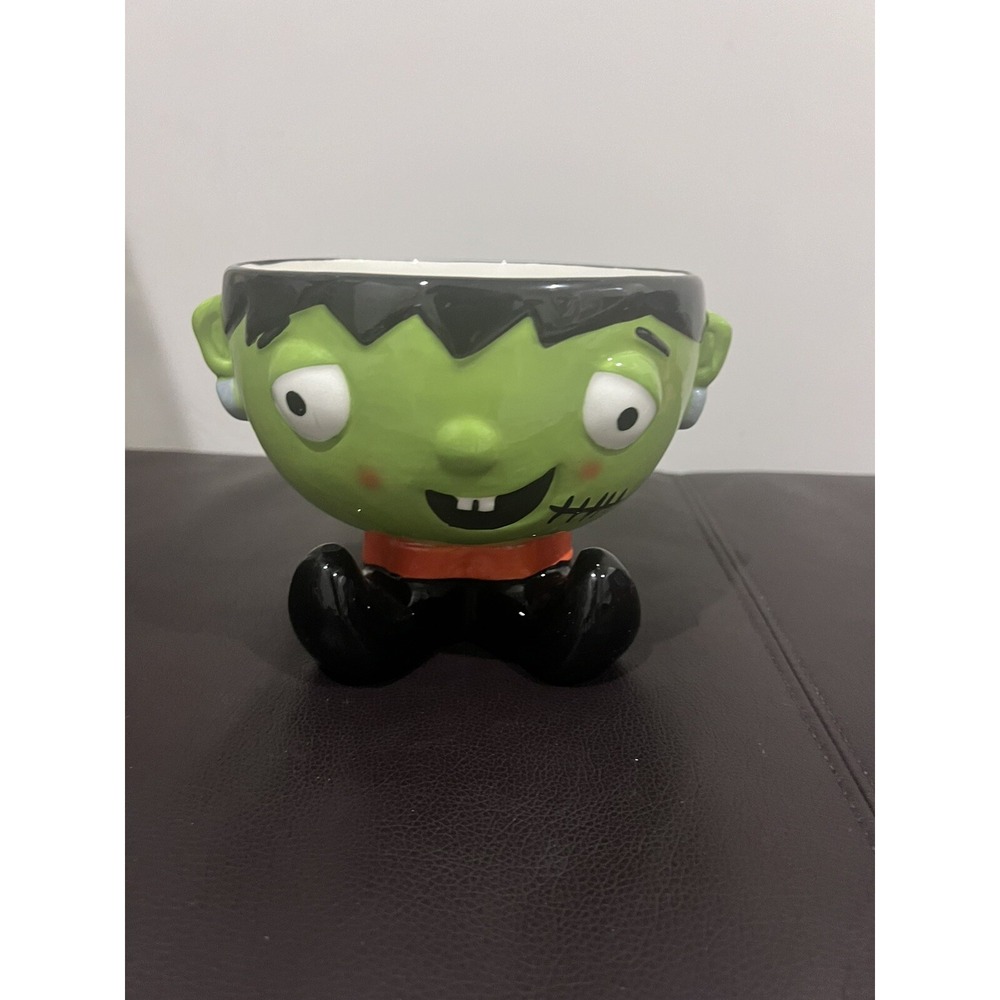 Frankenstein Halloween Ceramic Candy Bowl Planter‎ 5.5"